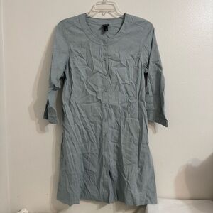 Eileen Fisher Light Blue Linen-Blend Button-Up Dress